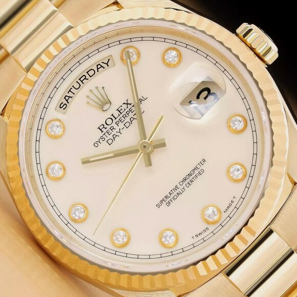 Rolex Other - Sale! Rolex Men's Day Date President 18k Cream Dial Watch BOX TAG